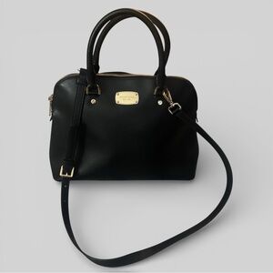 Michael Kors Selma Dome Satchel Black Saffiano Leather Crossbody/Top Handle Bag